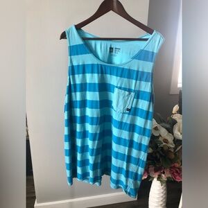 Quiksilver Turquoise and Teal Striped Tank Top